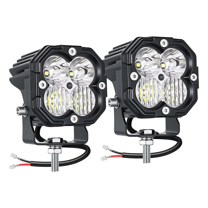 3 Inch 30W LED Pod Light Spot Flood Combo Beam Work Light-2x30W Yellow Flood / China Mainland / 3000LM