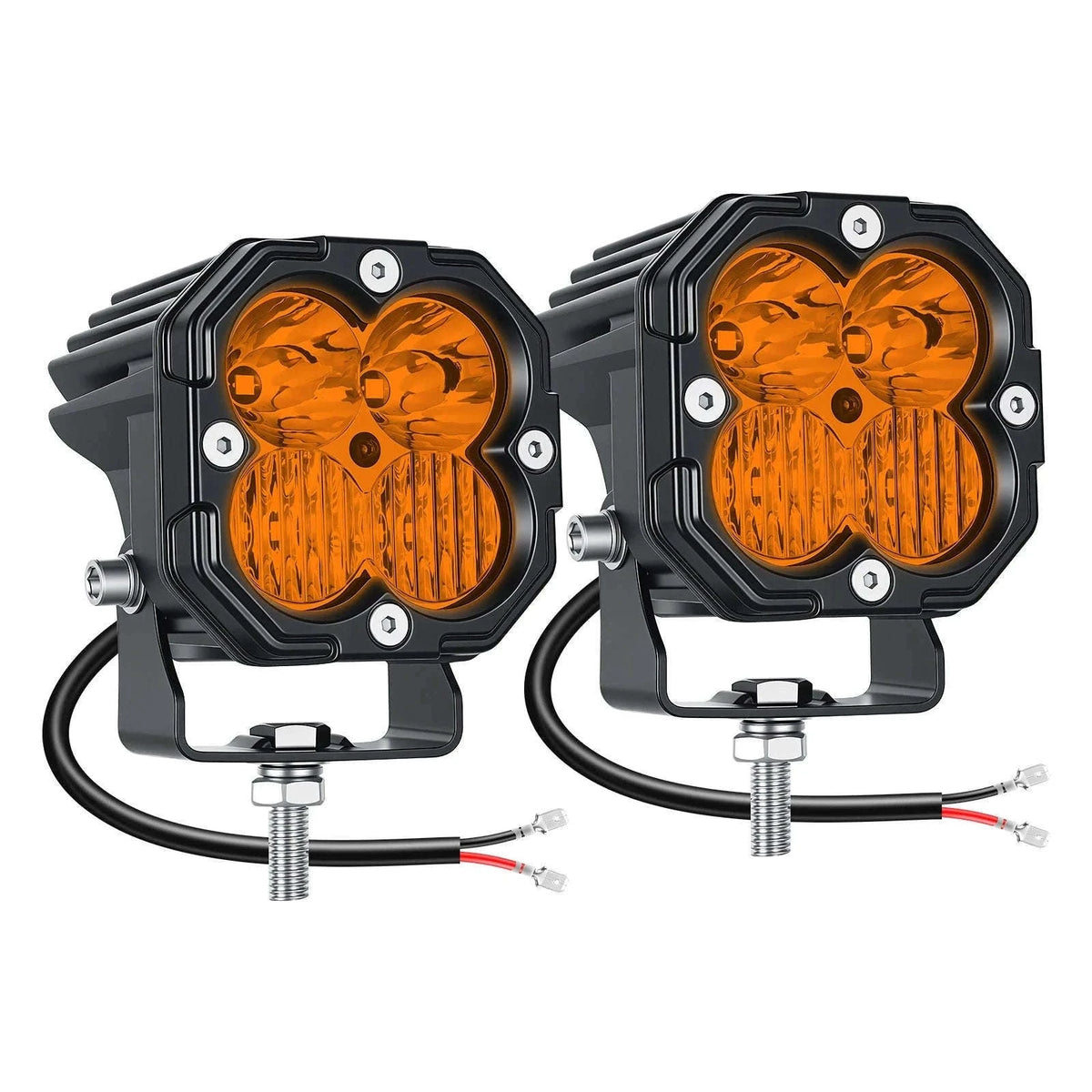 3 Inch 30W LED Pod Light Spot Flood Combo Beam Work Light-2x30W Yellow Flood / China Mainland / 3000LM