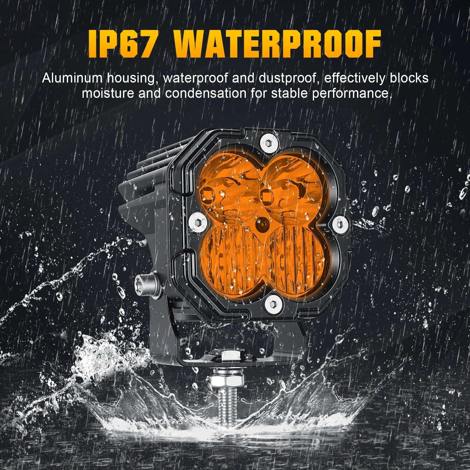3 Inch 30W LED Pod Light Spot Flood Combo Beam Work Light-2x30W Yellow Flood / China Mainland / 3000LM