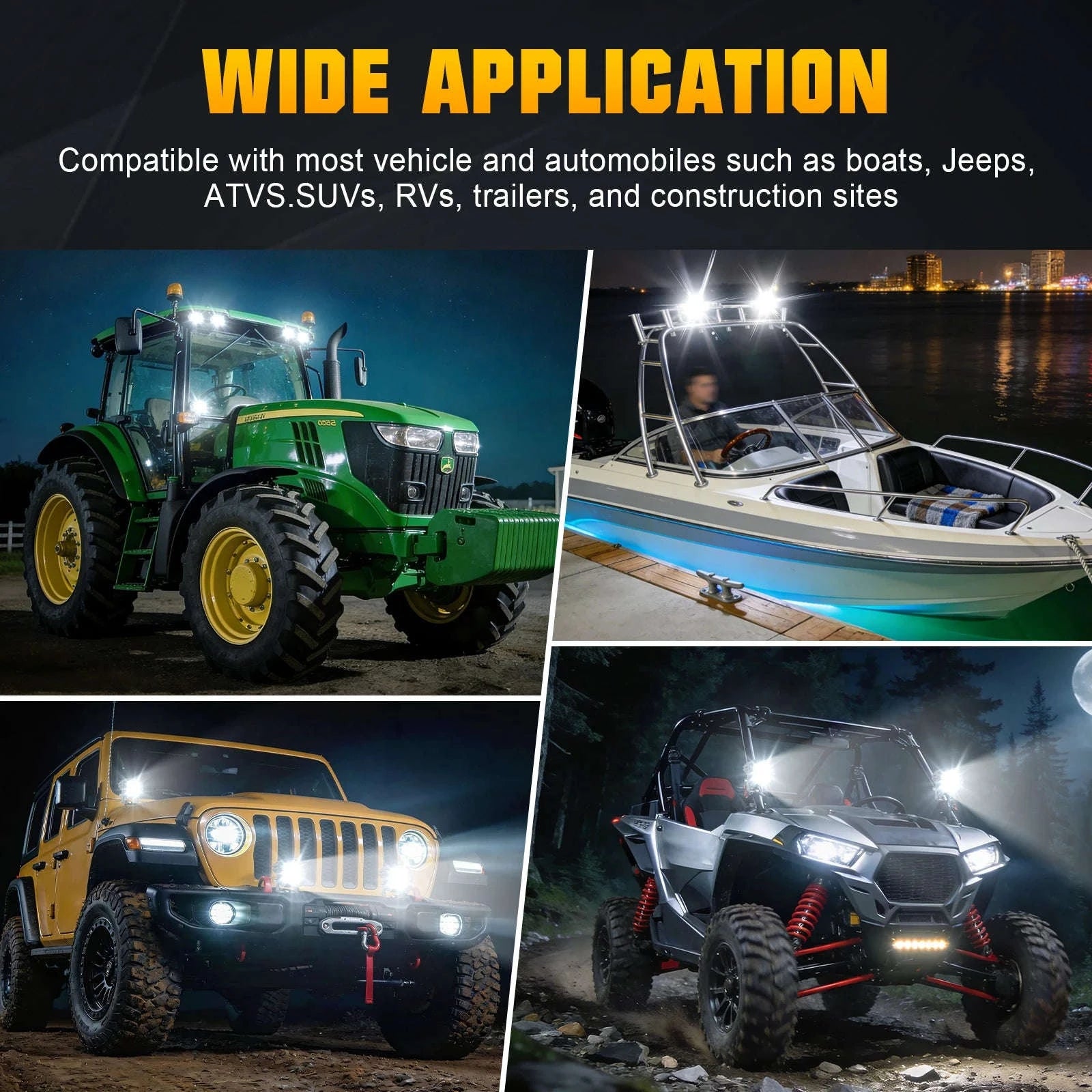 3 Inch 30W LED Pod Light Spot Flood Combo Beam Work Light-2x30W Yellow Flood / China Mainland / 3000LM