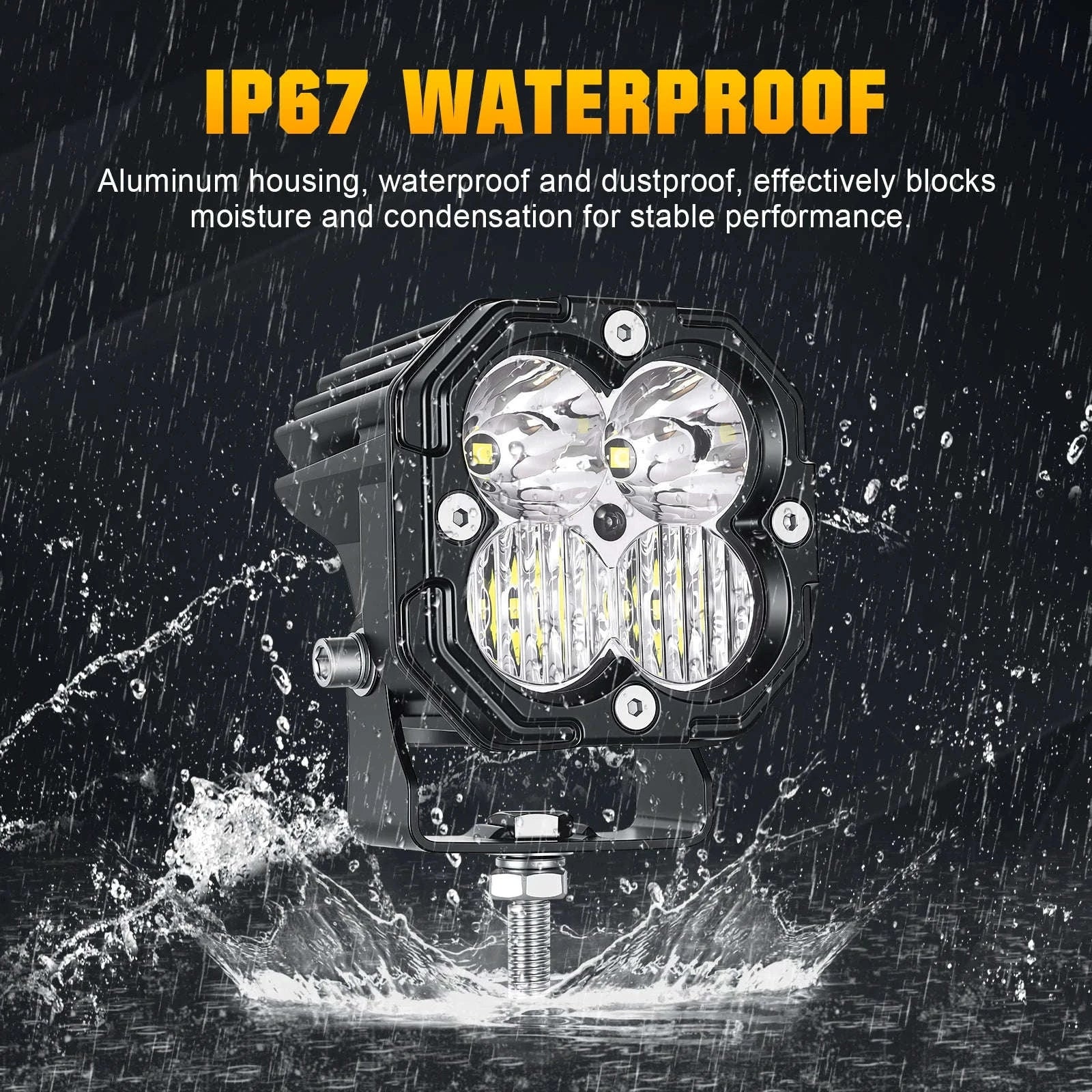 3 Inch 30W LED Pod Light Spot Flood Combo Beam Work Light-2x30W Yellow Flood / China Mainland / 3000LM