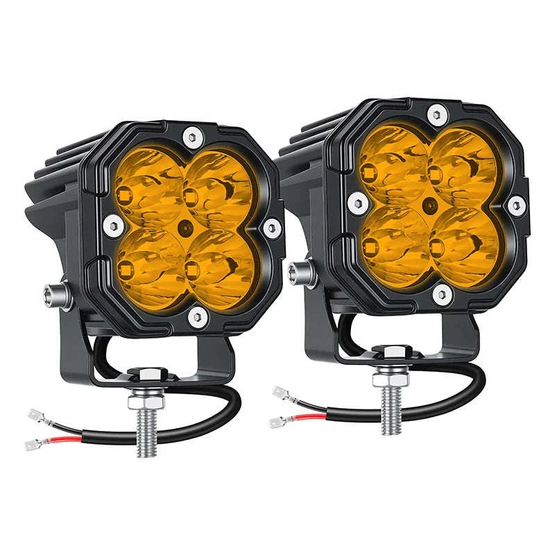 3 Inch 30W LED Pod Light Spot Flood Combo Beam Work Light-2x30W Yellow Flood / China Mainland / 3000LM