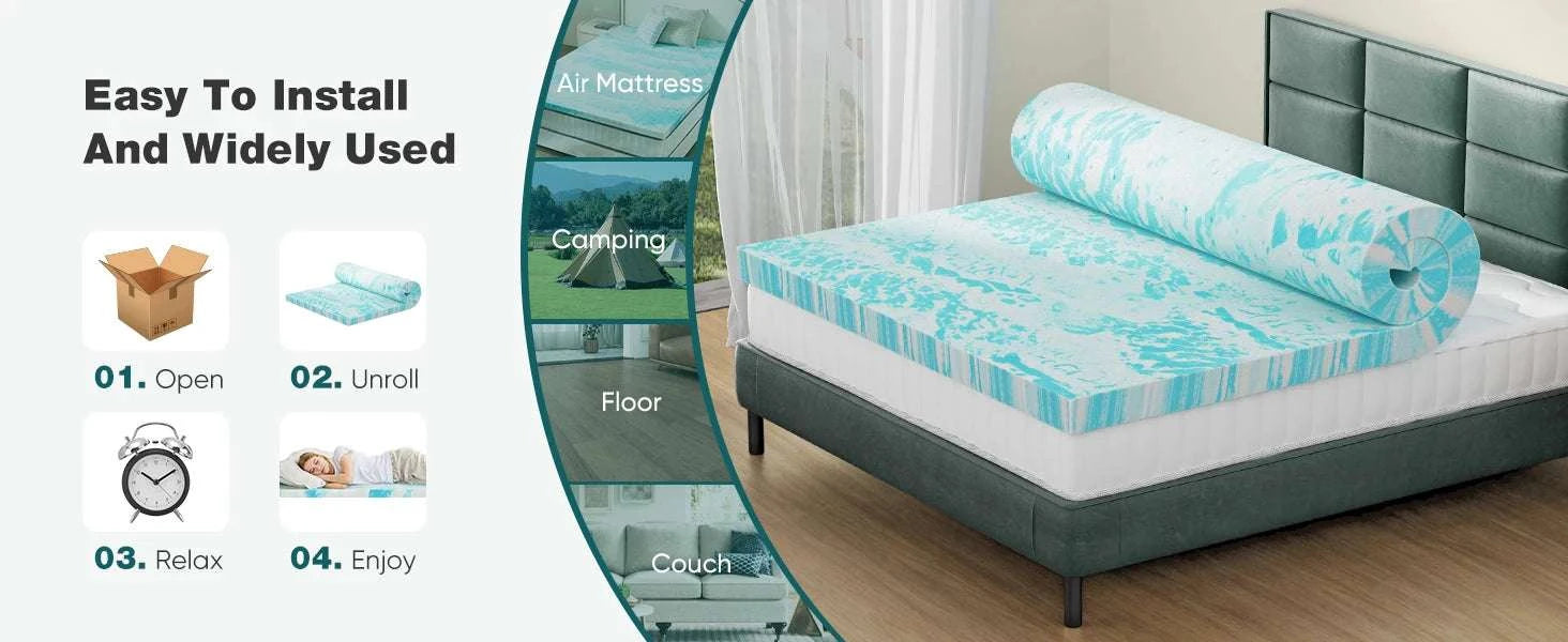 3 Inch Gel Memory Foam Mattress Topper Full Size Cooling Comfort-3ln Full / United States