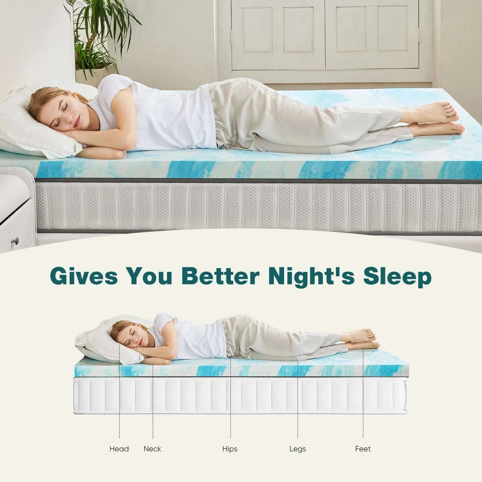 3 Inch Gel Memory Foam Mattress Topper Full Size Cooling Comfort-3ln Full / United States