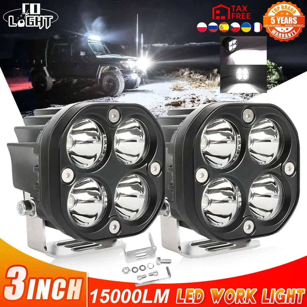 3 Inch LED Work Light 120W 12V 24V IP68-2PC White Light