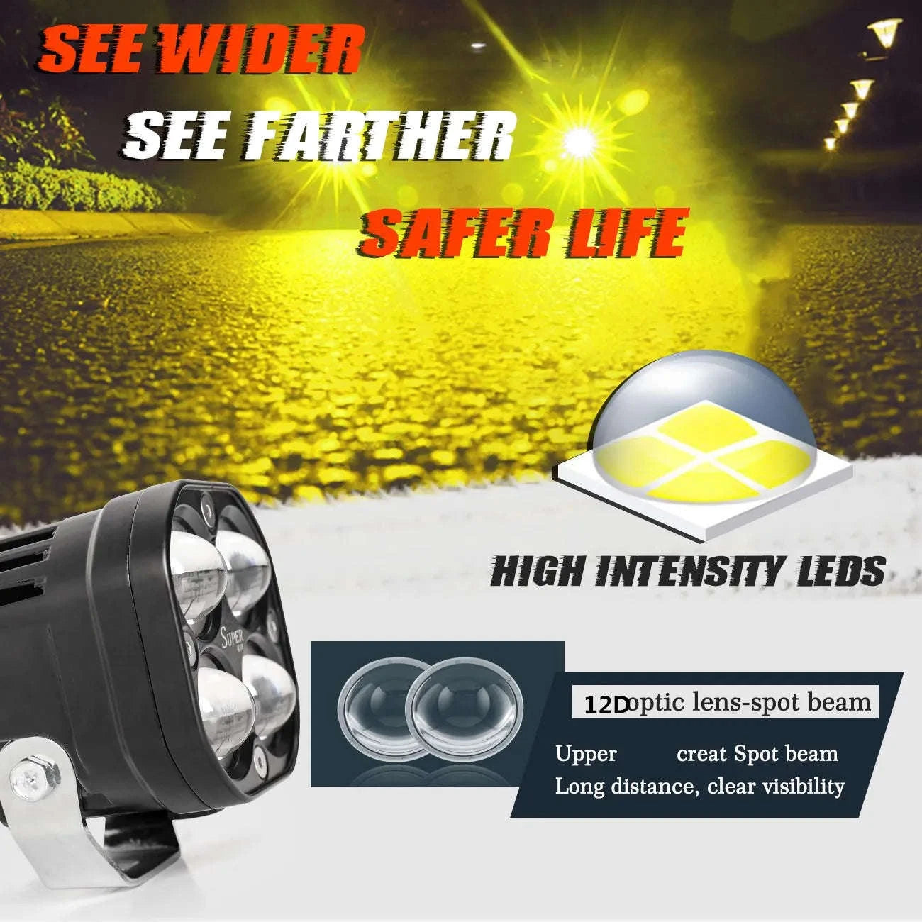 3 Inch LED Work Light 120W 12V 24V IP68-2PC White Light