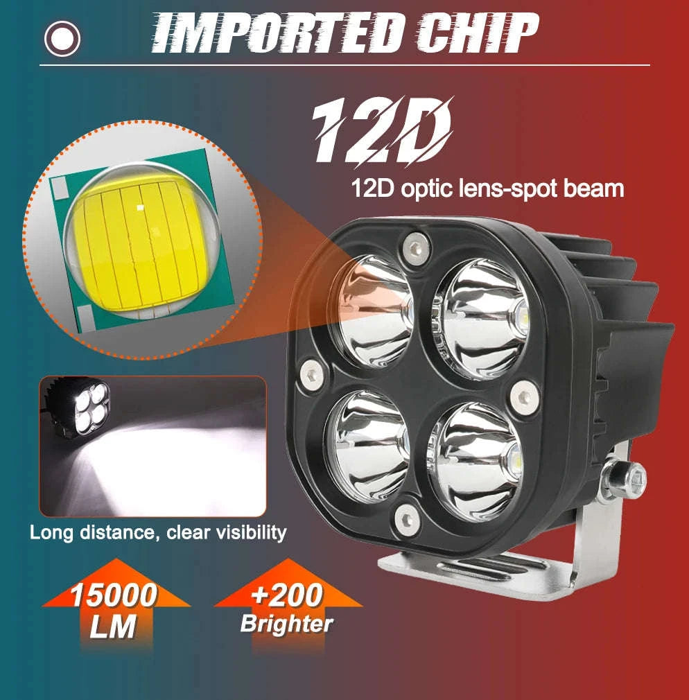 3 Inch LED Work Light 120W 12V 24V IP68-2PC White Light