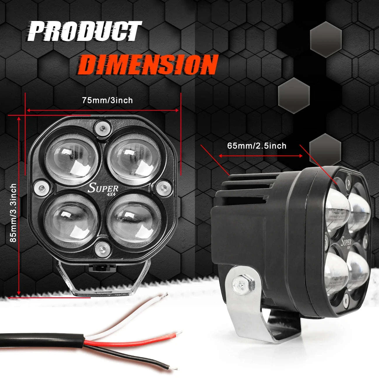 3 Inch LED Work Light 120W 12V 24V IP68-2PC White Light