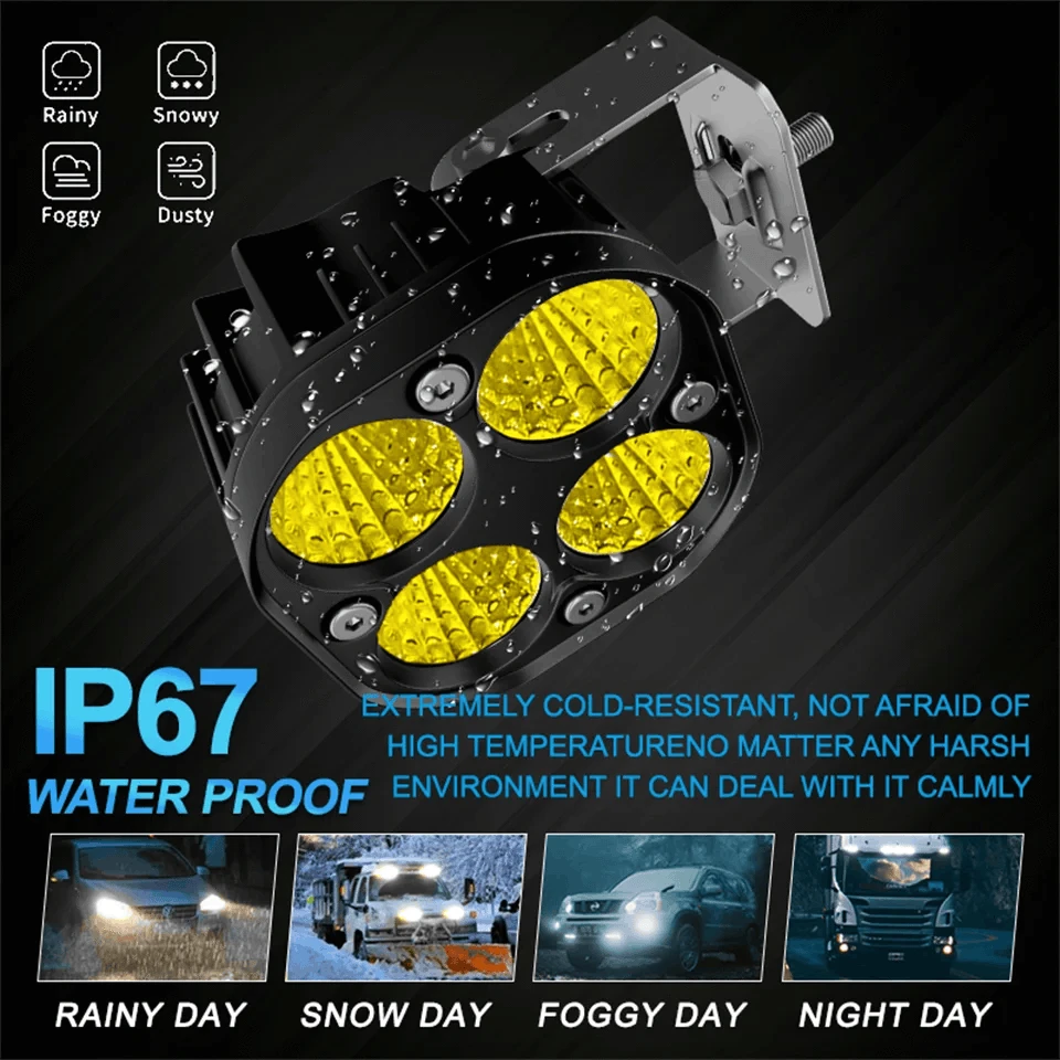 3 Inch LED Work Spot Lights 12V 24V Off-Road Fog Lights-Yellow light 22LED