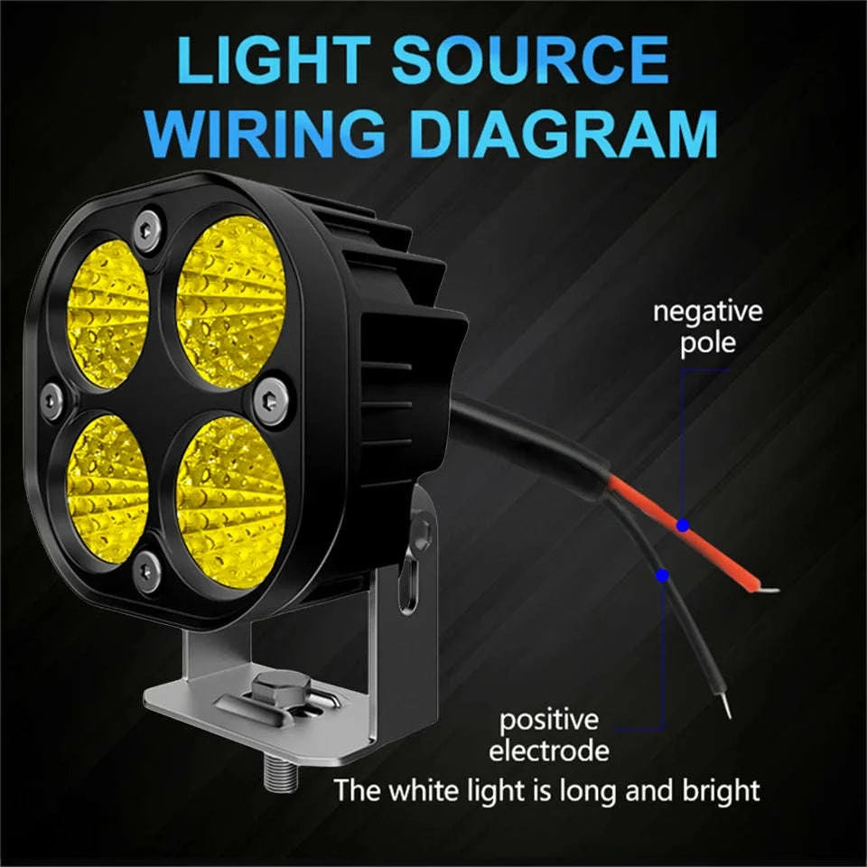 3 Inch LED Work Spot Lights 12V 24V Off-Road Fog Lights-Yellow light 22LED