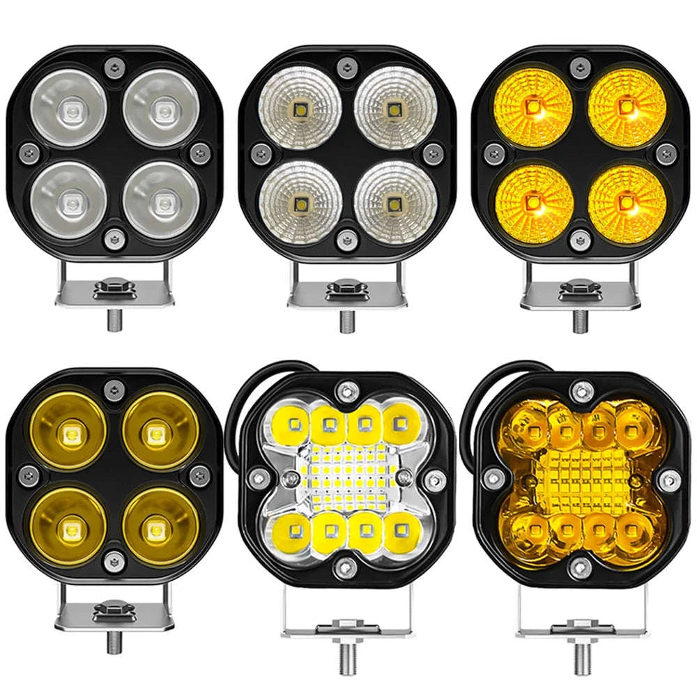 3 Inch LED Work Spot Lights 12V 24V Off-Road Fog Lights-Yellow light 22LED