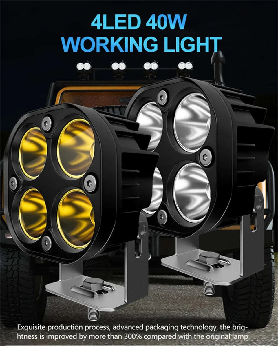 3 Inch LED Work Spot Lights 12V 24V Off-Road Fog Lights-Yellow light 22LED