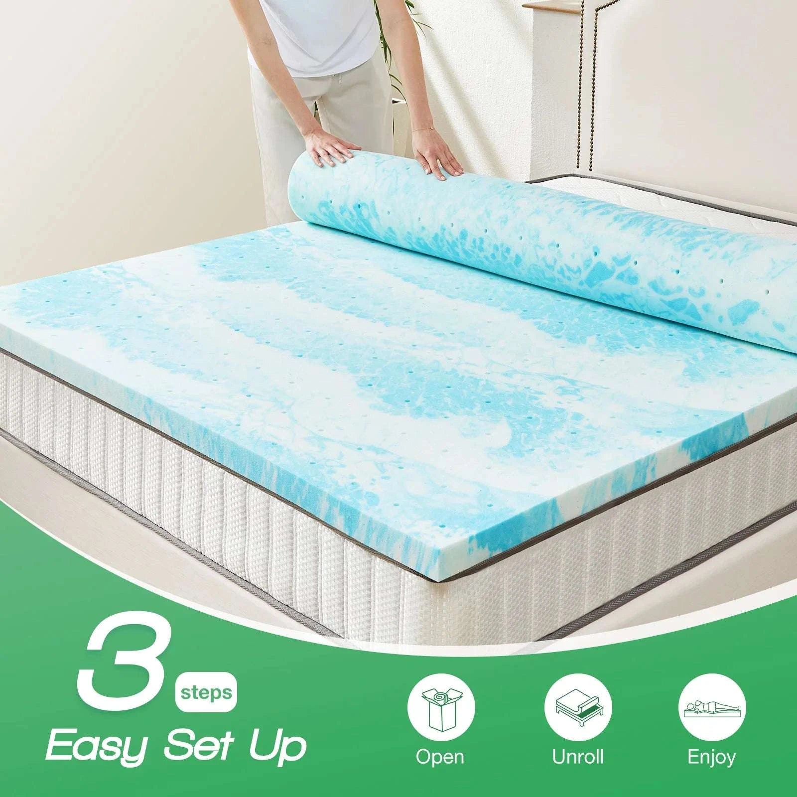 3 Inch Memory Foam Mattress Topper with Gel Cooling Support-3 Inch / California King / United States