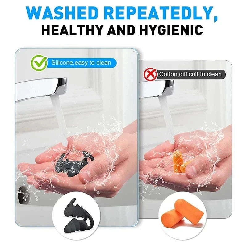 3‑Layer Silicone Ear Plugs for Sleeping and Swimming-RS