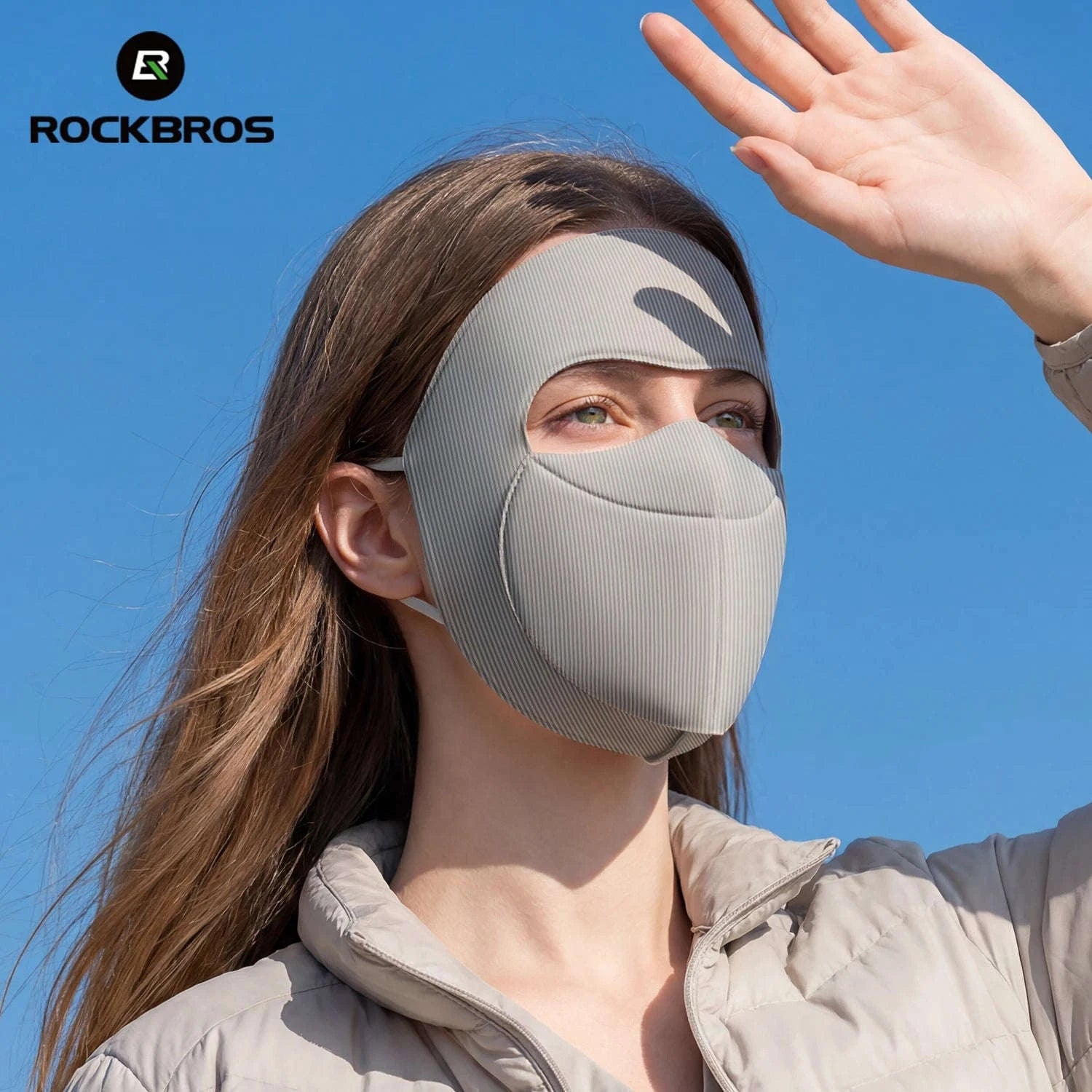 3-Layer Windproof Cycling Face Mask with UV Protection-Grey