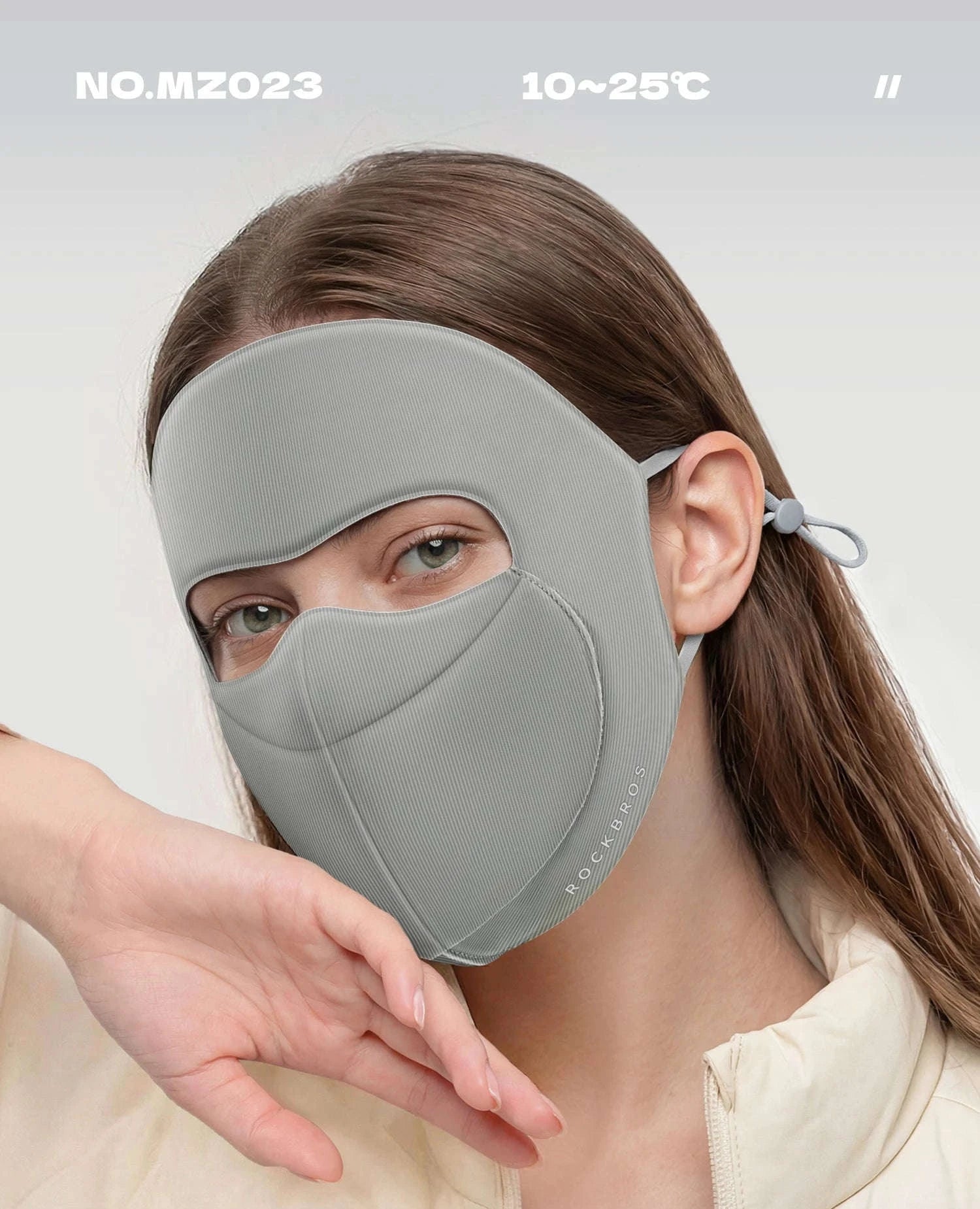 3-Layer Windproof Cycling Face Mask with UV Protection-Grey