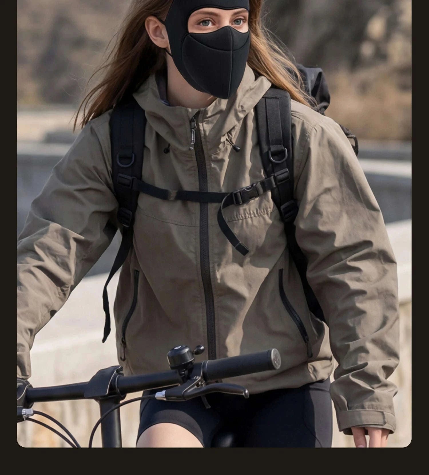 3-Layer Windproof Cycling Face Mask with UV Protection-Grey