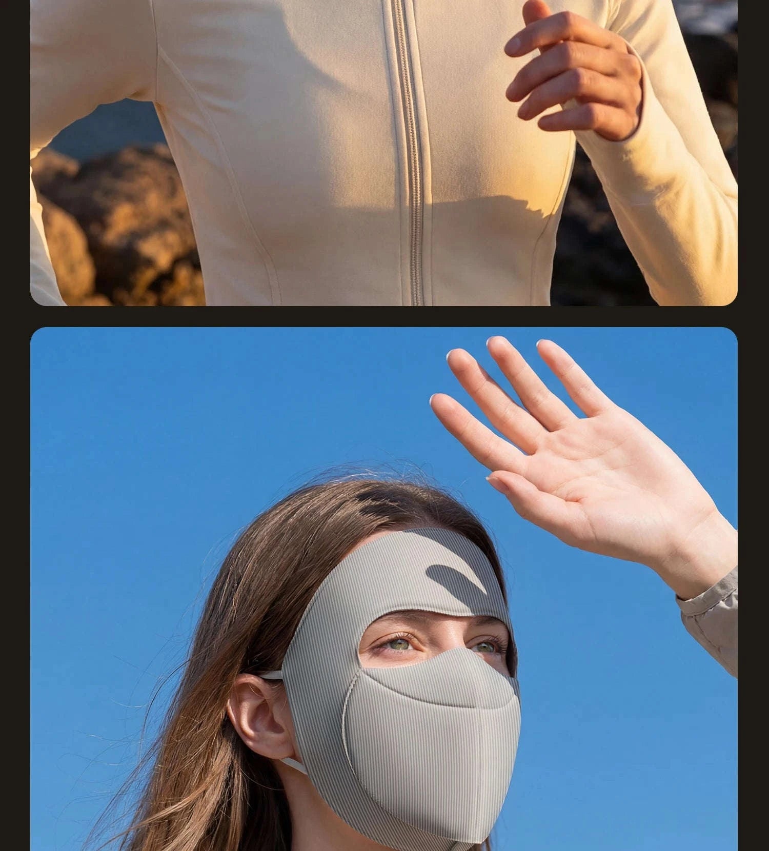 3-Layer Windproof Cycling Face Mask with UV Protection-Grey