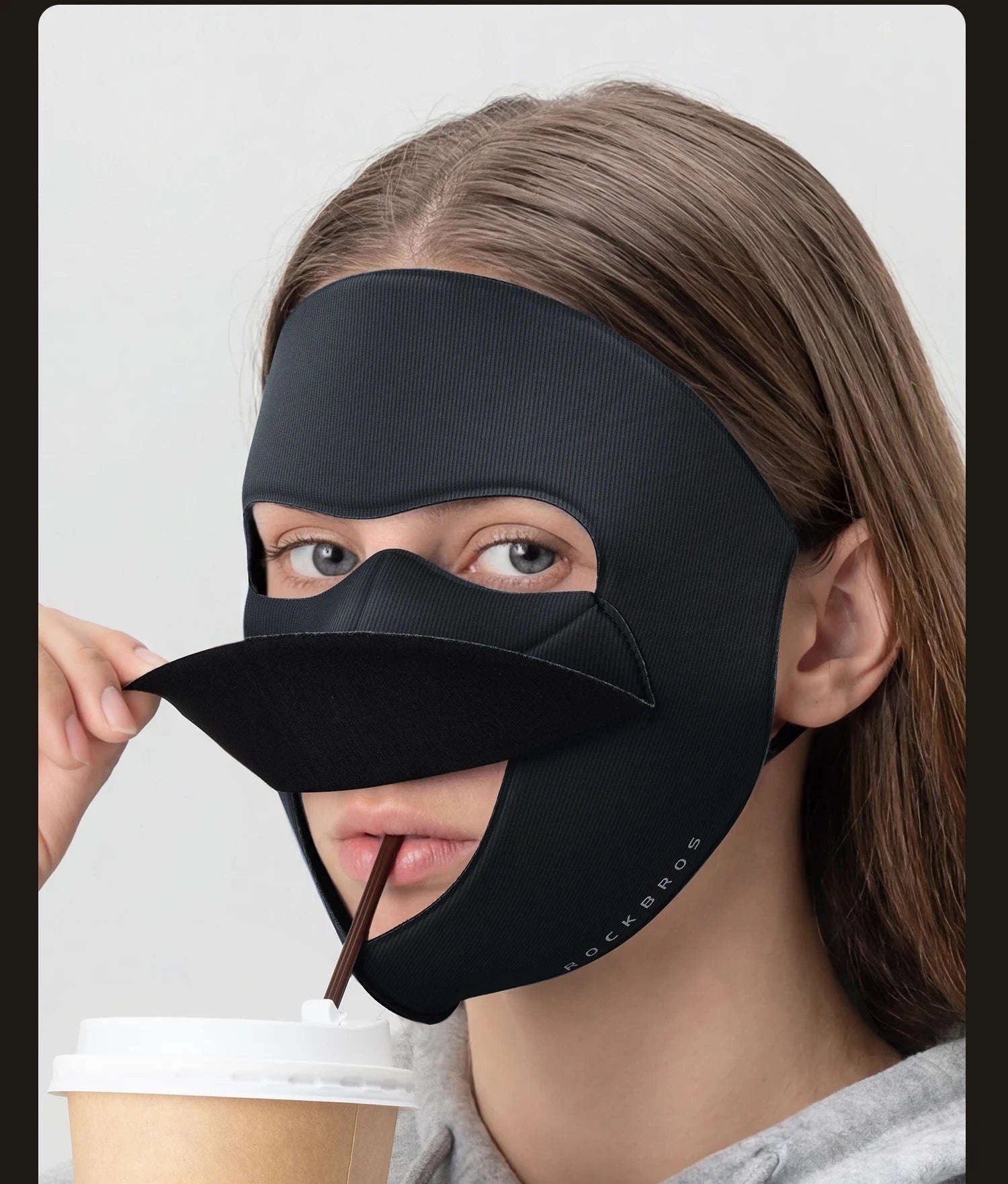 3-Layer Windproof Cycling Face Mask with UV Protection-Grey