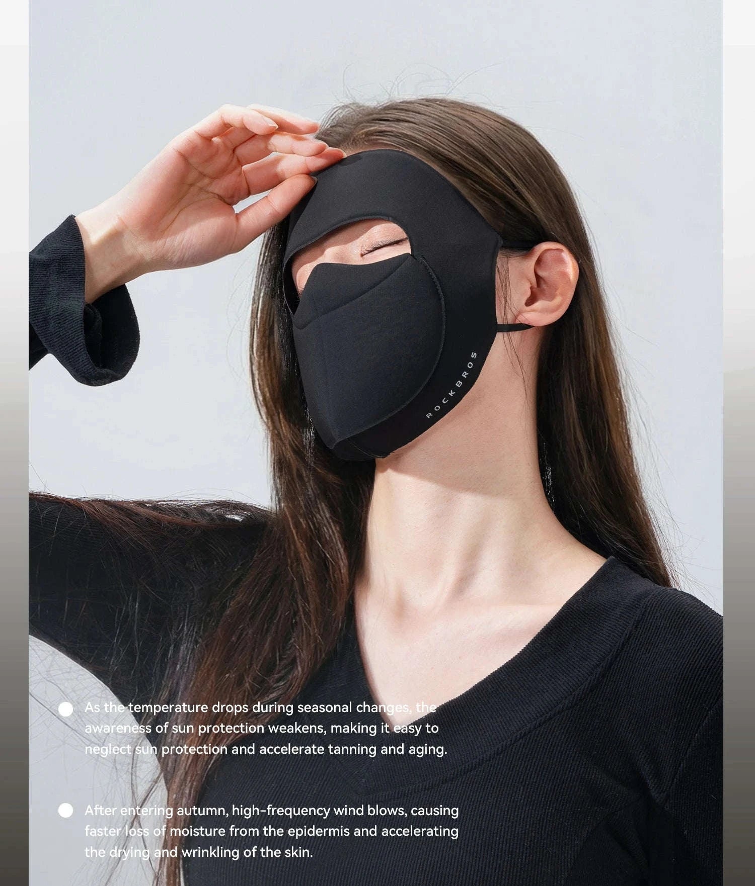 3-Layer Windproof Cycling Face Mask with UV Protection-Grey
