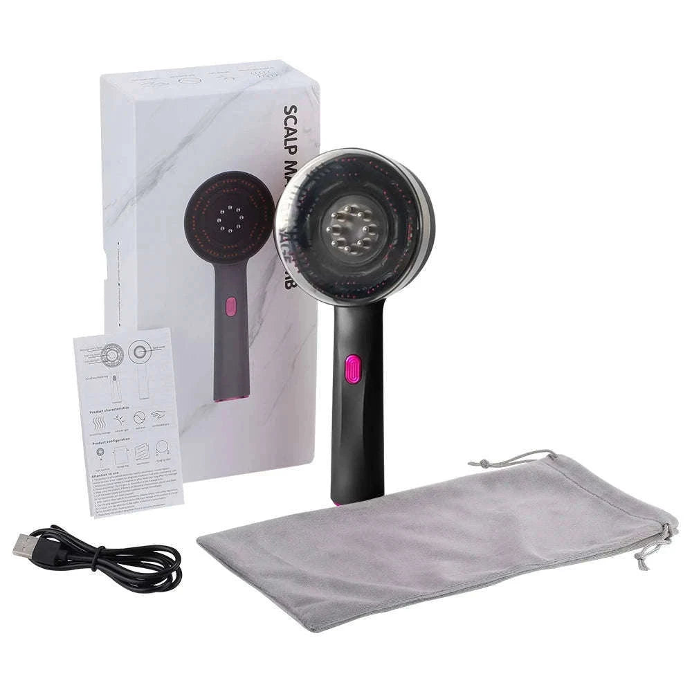3-Mode Electric Massage Comb with Red Light Therapy-Add 1pcs oil