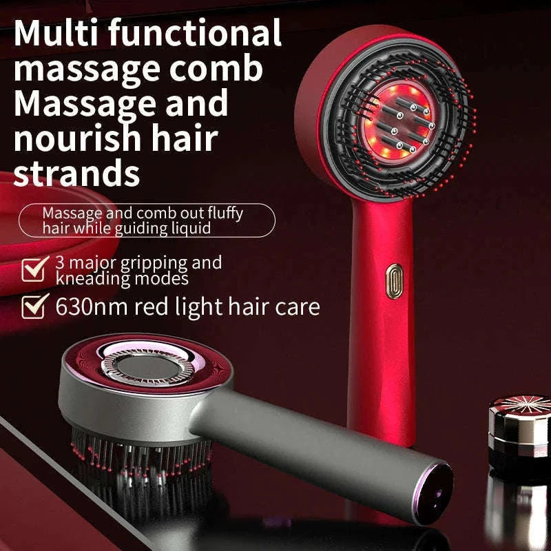 3-Mode Electric Massage Comb with Red Light Therapy-Add 1pcs oil