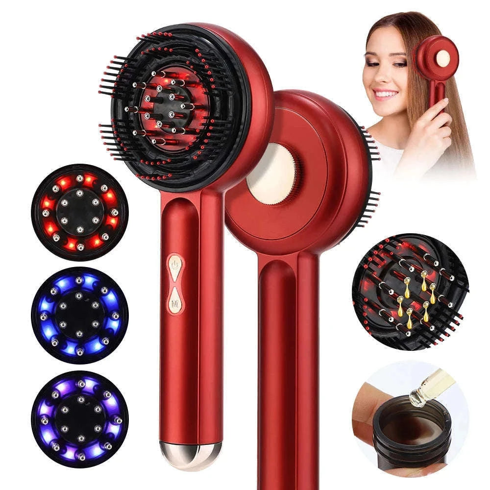 3-Mode Electric Massage Comb with Red Light Therapy-Add 1pcs oil