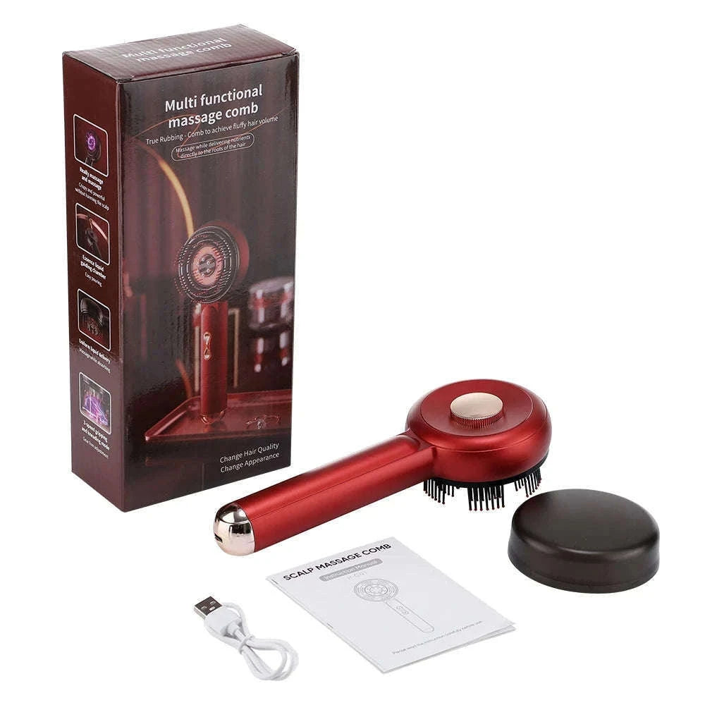 3-Mode Electric Massage Comb with Red Light Therapy-Add 1pcs oil