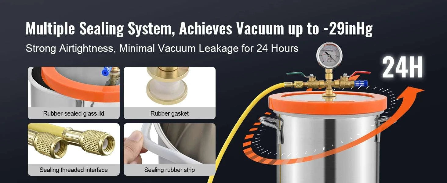 3 or 5 Gallon Vacuum Chamber for Resin, Wood & Silicone Degassing-3 Gallon / United States
