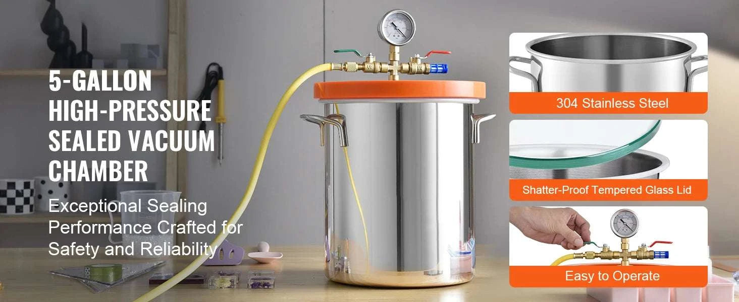 3 or 5 Gallon Vacuum Chamber for Resin, Wood & Silicone Degassing-3 Gallon / United States