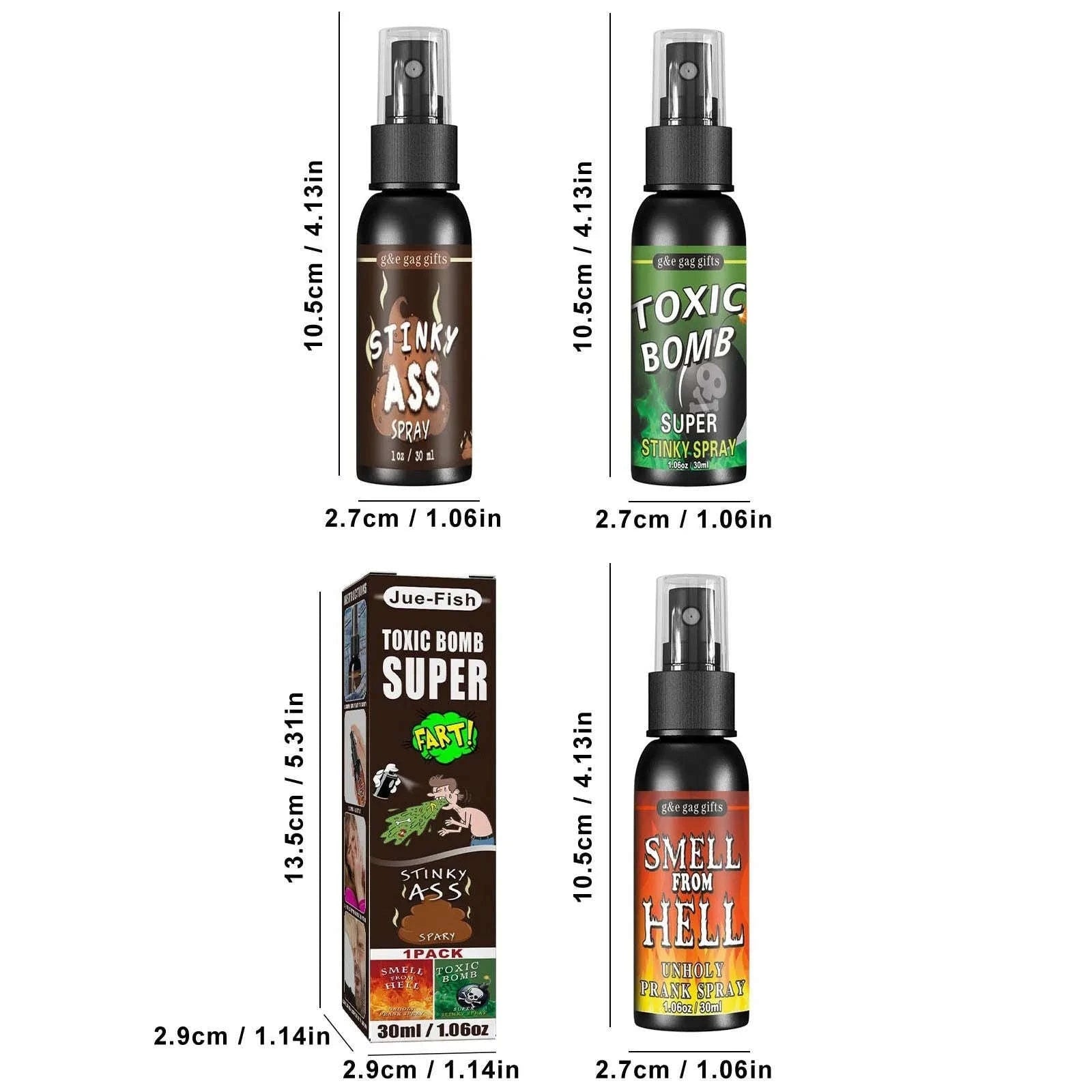 3-Pack Extra Strong Fart Spray Prank Set-3x30ml / One Size