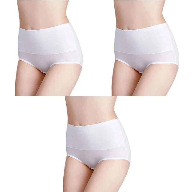 3-Pack High Waist Cotton Briefs for Women – Soft Breathable Plus Size Panties-11 / L / China Mainland|3pcs