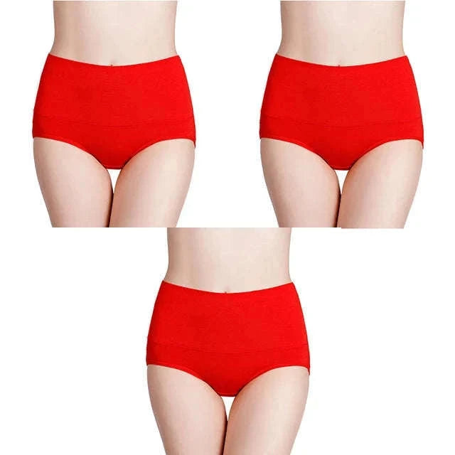 3-Pack High Waist Cotton Briefs for Women – Soft Breathable Plus Size Panties-11 / L / China Mainland|3pcs