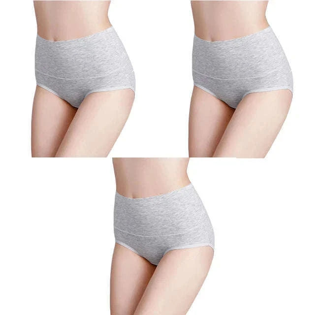 3-Pack High Waist Cotton Briefs for Women – Soft Breathable Plus Size Panties-11 / L / China Mainland|3pcs