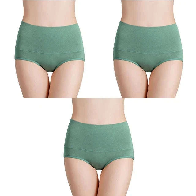 3-Pack High Waist Cotton Briefs for Women – Soft Breathable Plus Size Panties-11 / L / China Mainland|3pcs