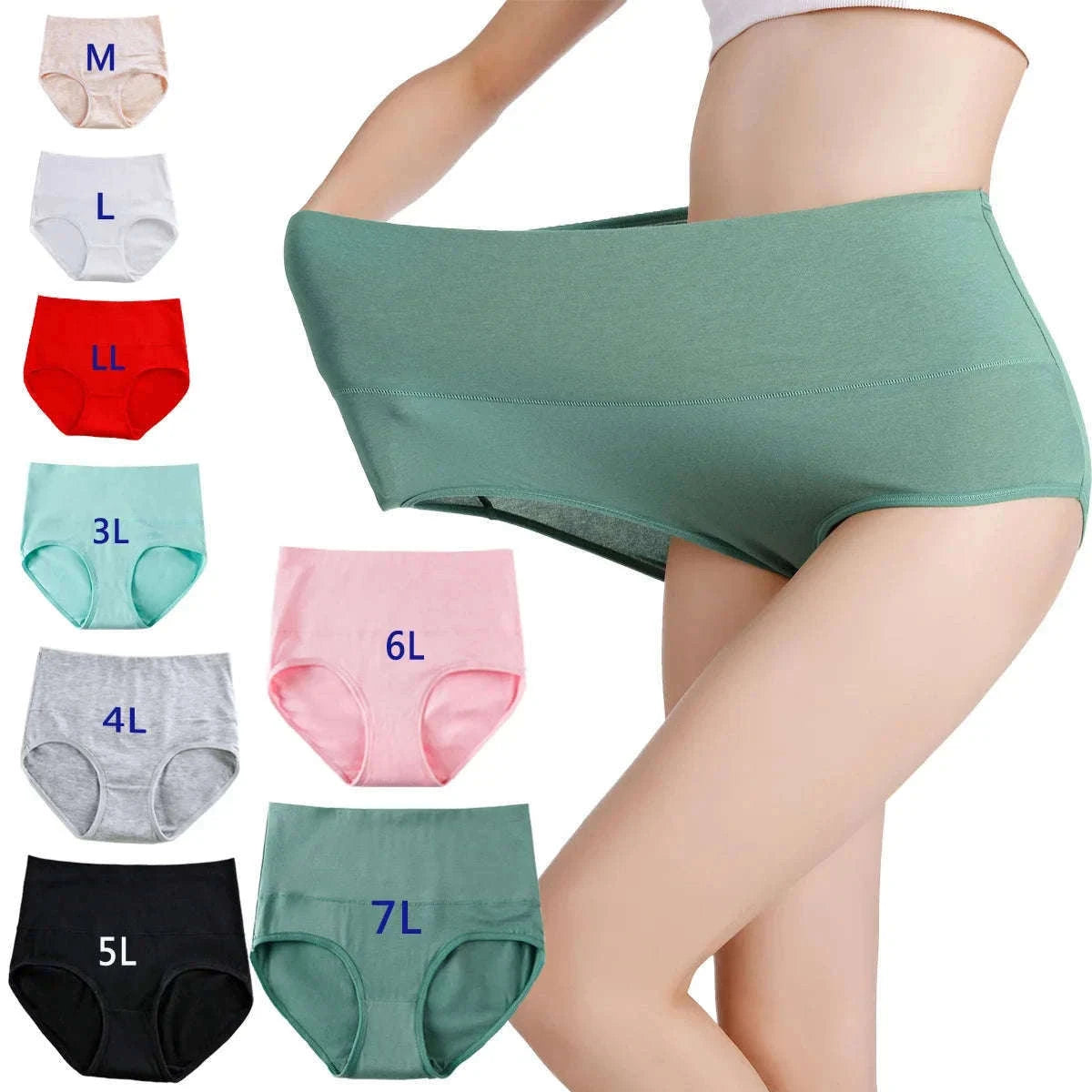 3-Pack High Waist Cotton Briefs for Women – Soft Breathable Plus Size Panties-11 / L / China Mainland|3pcs