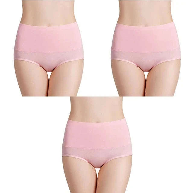 3-Pack High Waist Cotton Briefs for Women – Soft Breathable Plus Size Panties-11 / L / China Mainland|3pcs