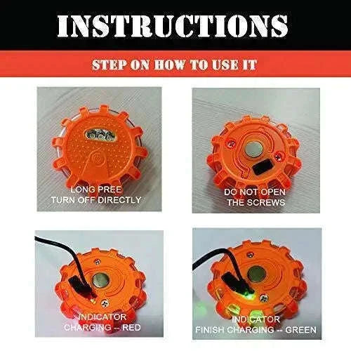 3 Pack LED Road Flares Rechargeable Emergency Warning Lights-3 Pack Rechargeable