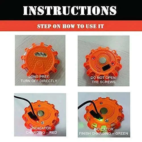 3 Pack LED Road Flares Rechargeable Emergency Warning Lights-3 Pack Rechargeable