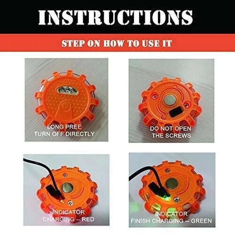 3 Pack LED Road Flares Rechargeable Emergency Warning Lights-3 Pack Rechargeable