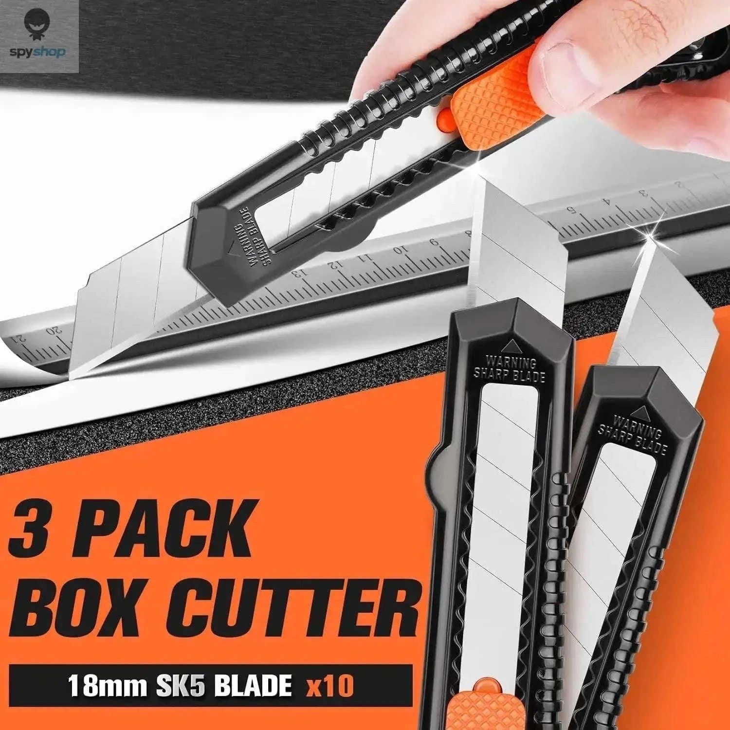 3-Pack Retractable Utility Knife Box Cutters with 10 Blades-3Knife 10Blades