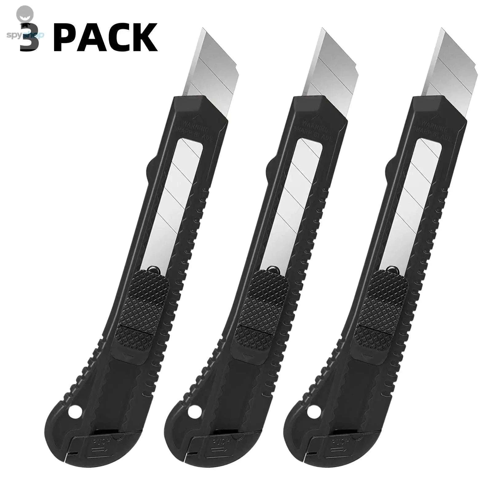 3-Pack Retractable Utility Knife Box Cutters with 10 Blades-3Knife 10Blades