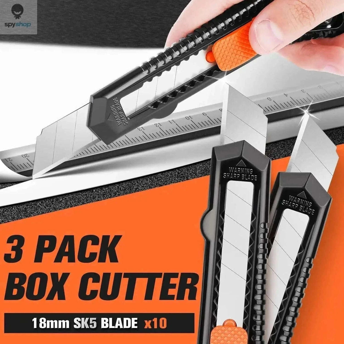 3-Pack Retractable Utility Knife Box Cutters with 10 Blades-3Knife 10Blades