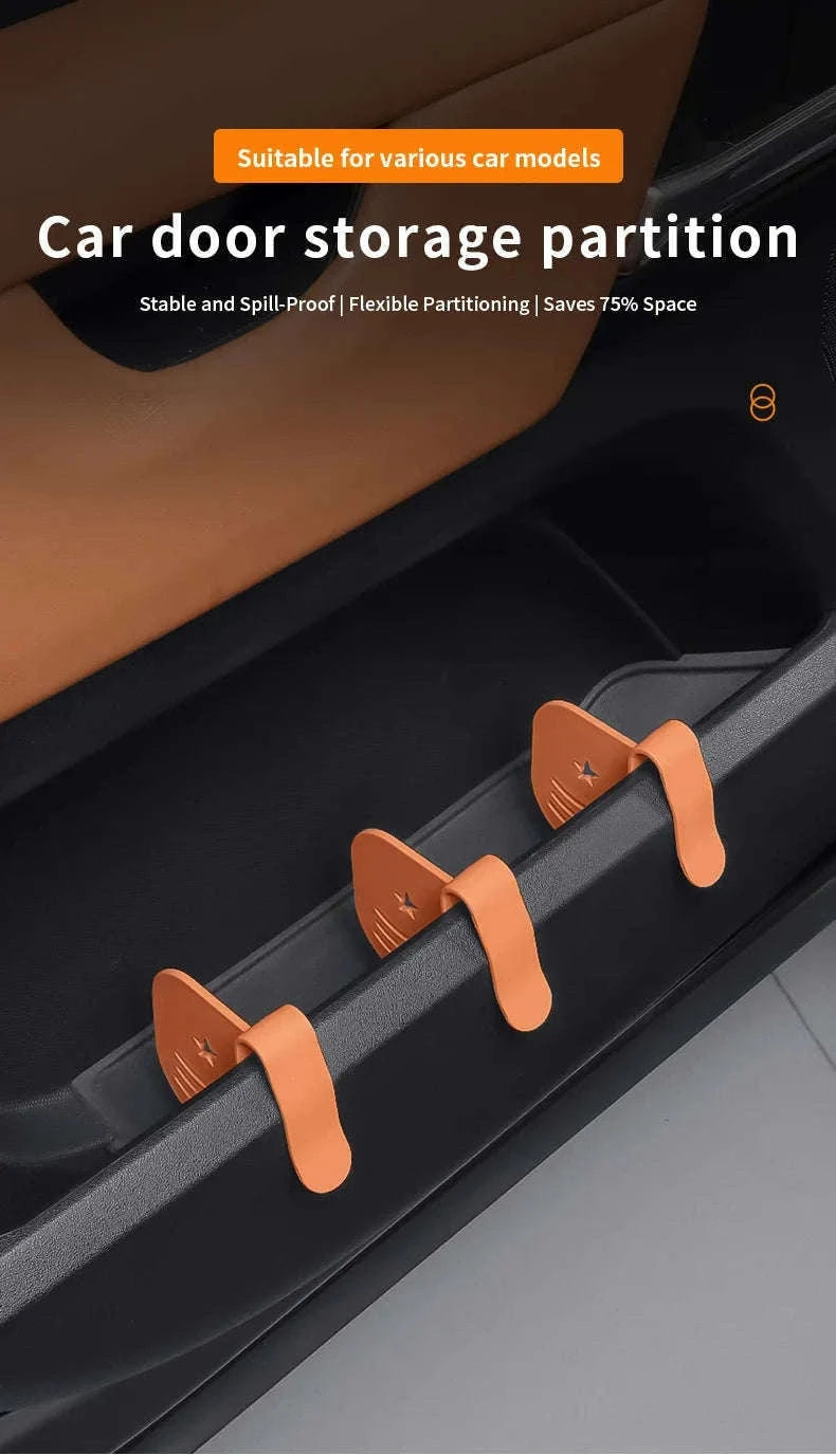 3-Piece Car Side Door Organizer Dividers Adjustable ABS Clip Storage Partition-Black 3pcs