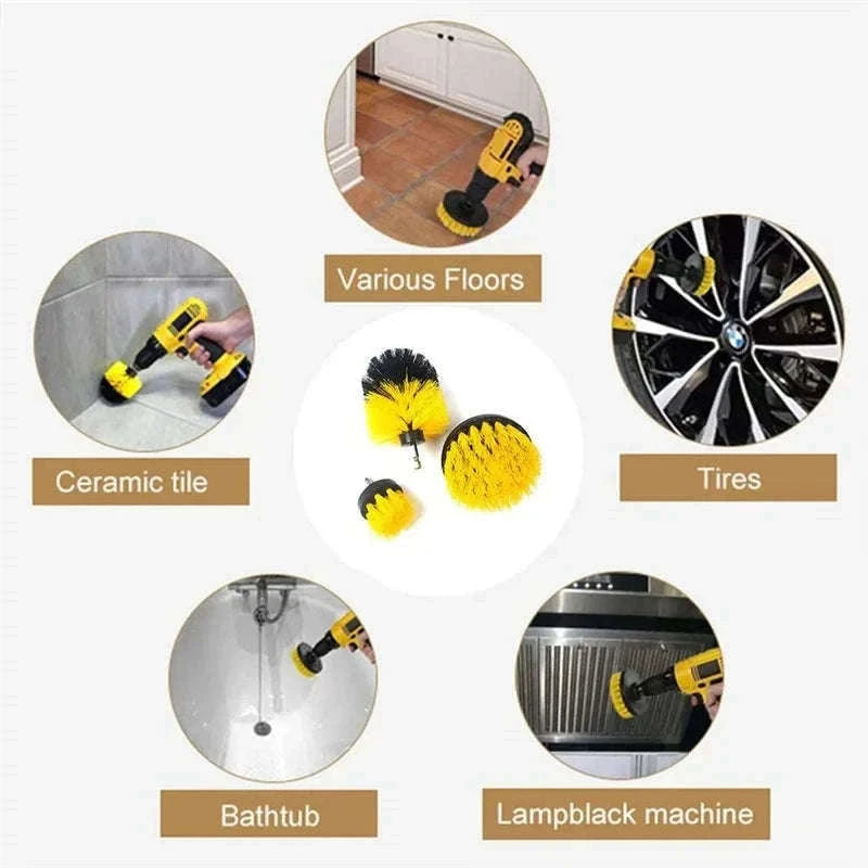3-Piece Electric Scrubber Brush Drill Kit for Faster Cleaning-Blue 3pcs brush