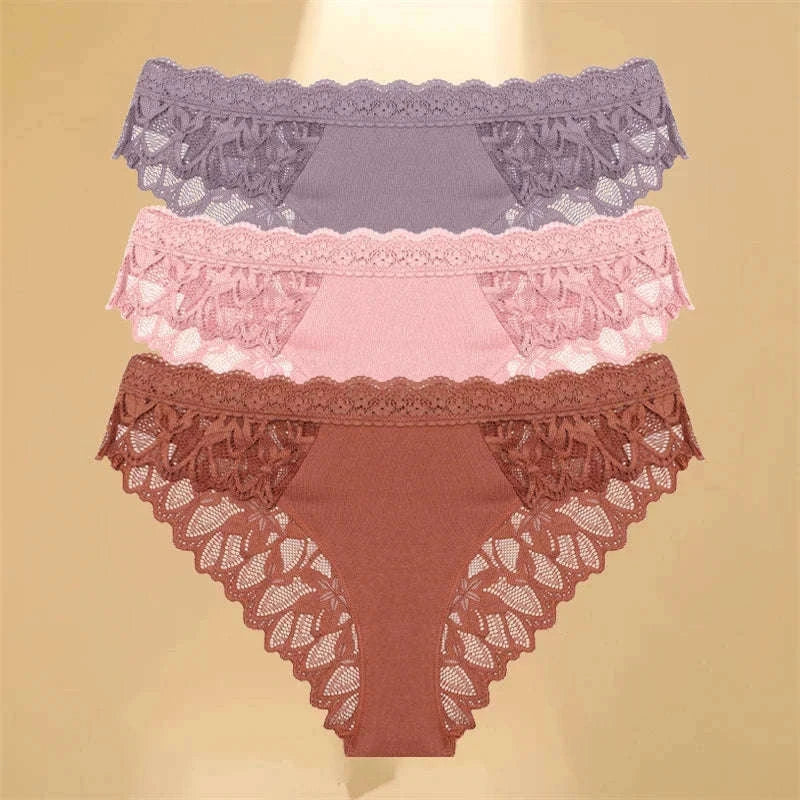 3-Piece Lace Hollow-Out Underwear Set for Women-Style 1 / XL / 3pcs