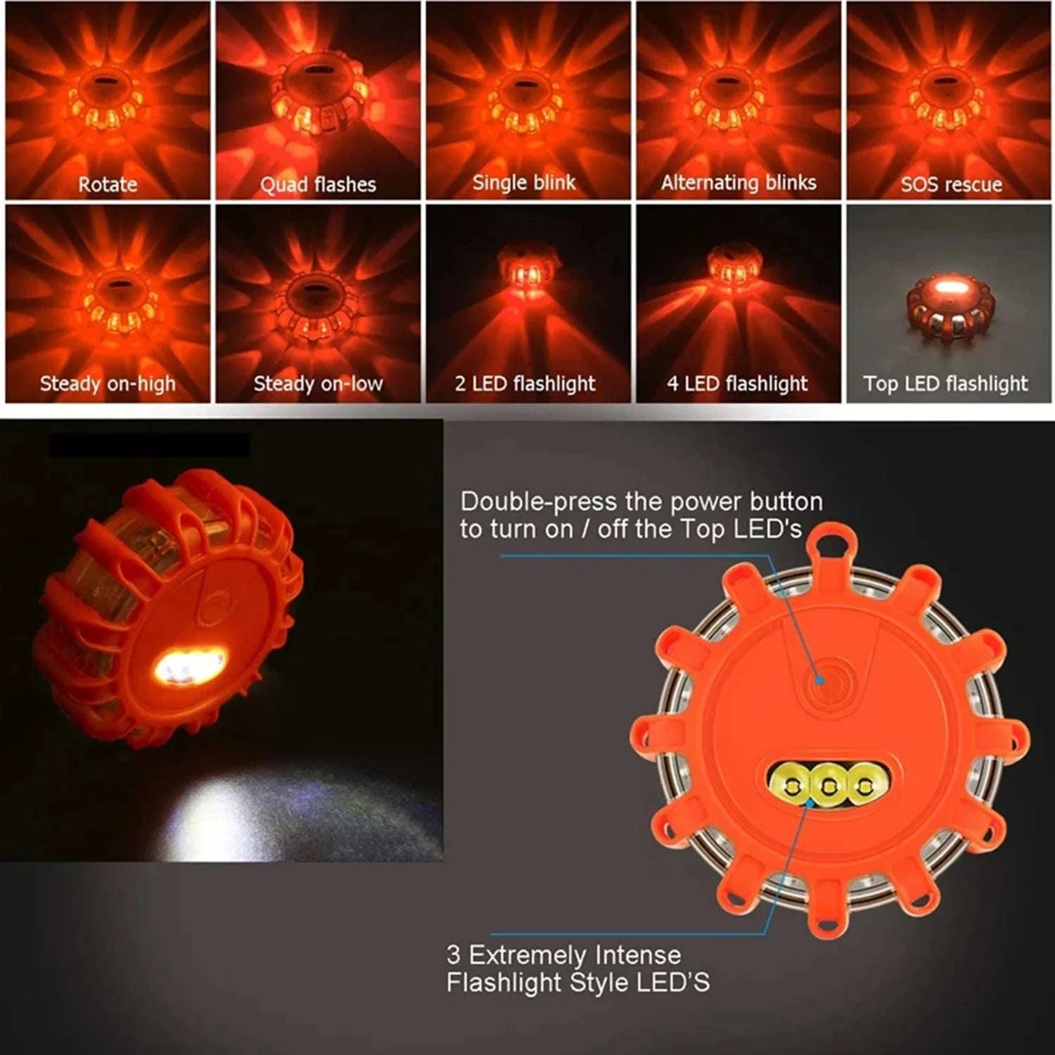 3-Piece LED Road Flare Emergency Lights with Magnetic Base-China Mainland