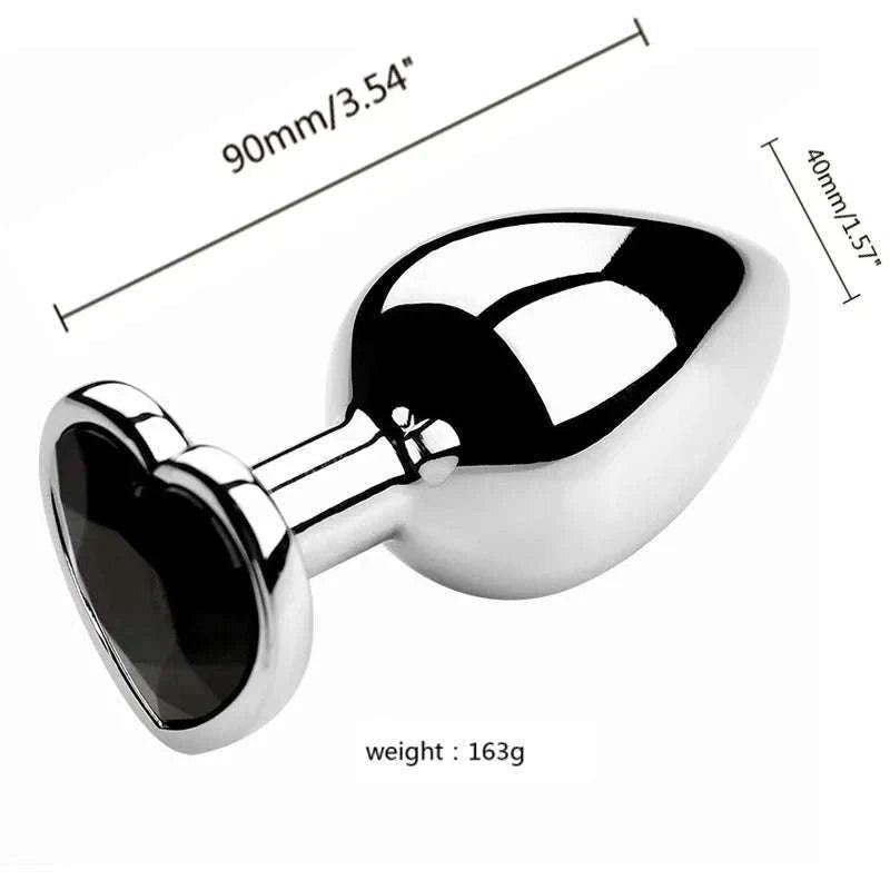 3-Piece Metal Anal Plug Set with Jewel Base-AP01-L-ZX-BK