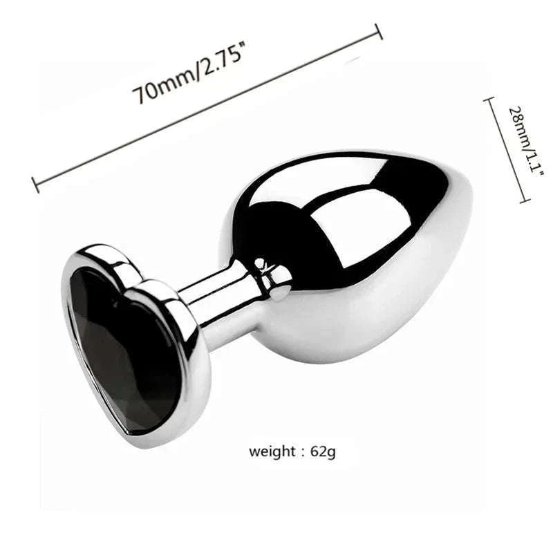 3-Piece Metal Anal Plug Set with Jewel Base-AP01-L-ZX-BK