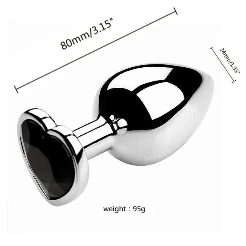 3-Piece Metal Anal Plug Set with Jewel Base-AP01-L-ZX-BK